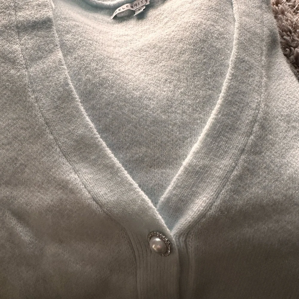 Celebrity Pink Soft Blue pearl Button-Up Cardigan - Picture 12 of 14